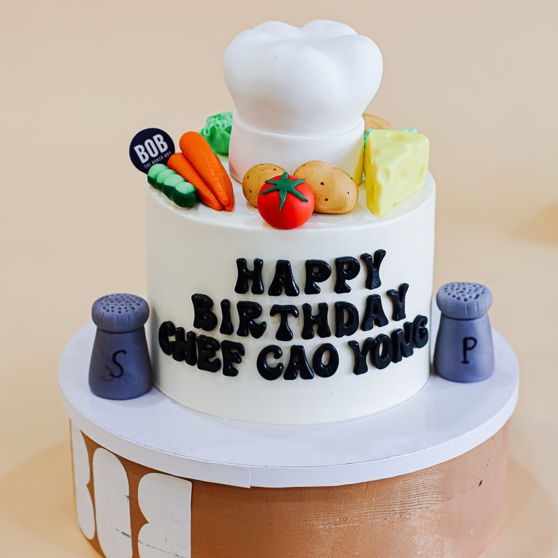 Chef Cake with Food Ingredients